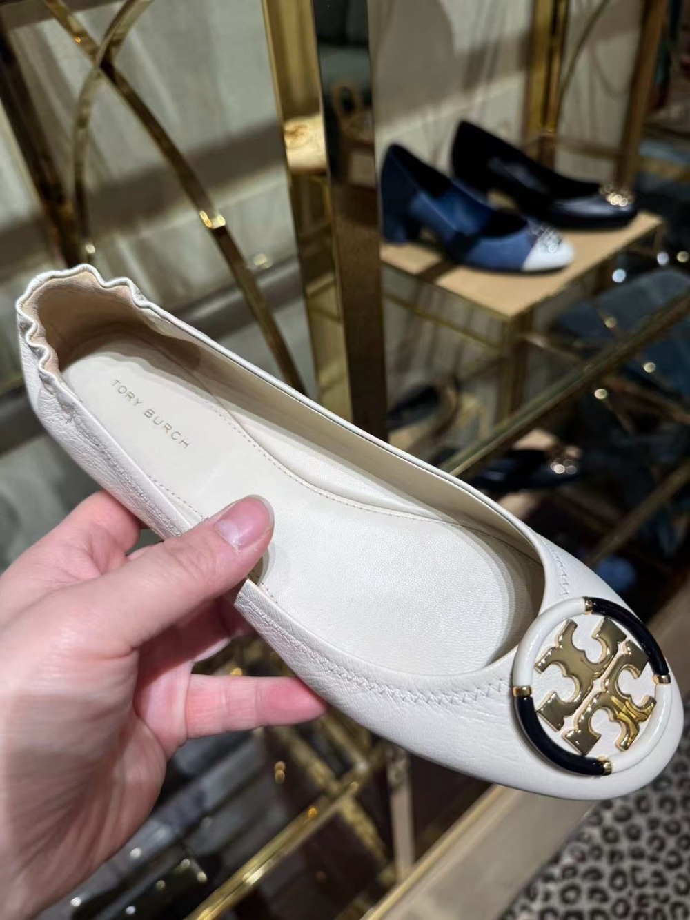 Tory Burch Cream Mary Jane Ballet Flats